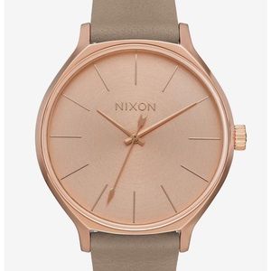 Nixon Clique Leather Rose Gold / Grey Watch